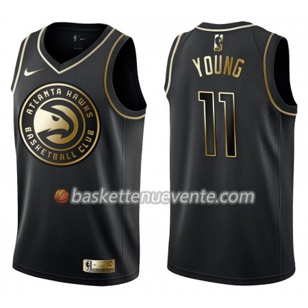 Maillot Basket Atlanta Hawks Trae Young 11 Nike Noir Gold Edition Swingman - Homme